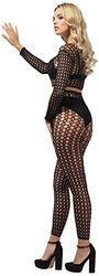 Smiffys Ensemble filet clôture, Noir, Avec haut court et collants sans pieds