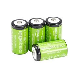 Amazon Basics - Pacote de 4 pilhas recarregáveis C NiMH, 5000 mAh, recarregáveis até 1000 vezes, pré-carregadas