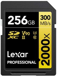 Lexar Professional 2000x 256 GB SD Kort, SDXC UHS-II Minneskort w/o-läsare, Upp till 300MB/s läsning, för DSLR, videokameror i biokvalitet (LSD2000256G-BNNNG)