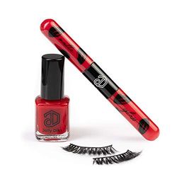 Jolly Dim by Inglot Makeup Set 1 - Matte & Gloss Lip Duo Deep Red 1, Eyelashes Classy, Nail Polish Carmine 5, idea regalo Per il look della sera o di tutti i giorni