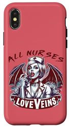 Custodia per iPhone X/XS Tutte le infermiere amano le vene succube divertente Halloween Vampire Devil