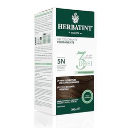 Herbatint Gel Colorante Permanente 3Dosi, 300ml - 5N Castano Chiaro, Senza Ammoniaca, per Pelli Sensibili, 100% Copertura Capelli Bianchi, con 8 Estratti Naturali Bio