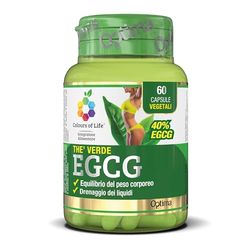 Colours of Life Green Tea EGCG - Supplément de thé vert - pour l'équilibre du poids corporel et le drainage des fluides - sans gluten et végétalien, 60 gélules végétariennes