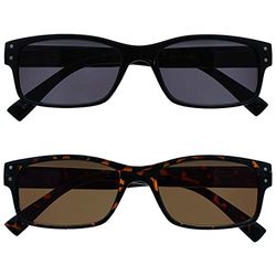 La Compañía Gafas De Lectura Pack 2 Hombres Grande Negro Marrón Carey Lectores De Sol UV400 Bisagras Resorte SS11-12 +3,50
