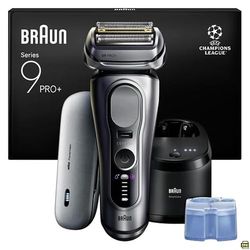 Braun Series 9 PRO+ Electric Shaver, 5+1 Ultra Thin Precision Blades, Pro SensoAdapt, Up to 60 min, PowerCase, 6in1 SmartCare Center, Wet & Dry Razor for Men, 9677CCE, Silver