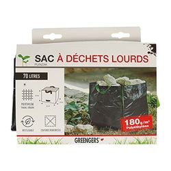 GREENGERS - Bolsas de basura de jardín, jardín - Bolsa de escombros resistente, bolsa de leña reforzada de 70 L, bolsa de jardín de 70 L, 1 bolsa - Alta resistencia, autoestable, 200 g/m² - 42 x 42 x