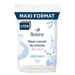 BIOLANE - Set van 12 maxi-vierkante katoen – baby – 100% biologisch – 720 katoen – gevoelige huid – wisselen & toilet – vanaf de geboorte – gemaakt in Frankrijk