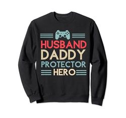 Gaming Husband Daddy Protector Hero Día del Padre Papá Gamer Sudadera