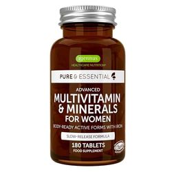 Multivitamines et Minéraux pour Femmes, Vitamines Méthylées & Bioactives, avec Fer Bisglycinate 14 mg, Libération Lente, Clean Label & 100% Vegan, 180 comprimés – par Igennus