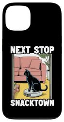 Next Stop Snacktown Robot Vacuum Cleaner Funny Cat Case for iPhone 13