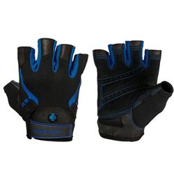 Harbinger Pro Gewichthefhandschoenen, lederen handpalmbescherming, workout fitnesshandschoenen, blauw, S
