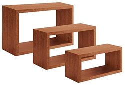 Homemania Trittico Wandrek, voor woonkamer, slaapkamer, kantoor, MDF, Cherry 45 x 27 x 15,5/40 x 22 x 15,5/35 x 17 x 15,5 cm