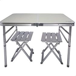 Aktive 62643 Draagbare klaptafel voor 2 personen, incl. 2 krukken, tuinset met stoelen