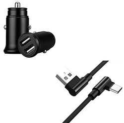 Pack för Samsung Galaxy Tab S5e smarttelefon typ C-kabel 90 snabb laddare + mini dubbel cigarettändare (svart)