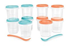 Miniland Hermisized Mediterranean Set 10 x 200 ml (10 x 200 ml) en twee lepels, veilig, robuust en vaatwasmachinebestendig, magnetronbestendig, geschikt voor de vriezer