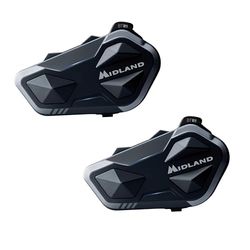 Midland - Interfono Moto Bluetooth Coppia BTR1, Auricolari Casco Moto Impermeabili IPX6, Portata 800m, 4 Persone Conference, Batteria 23H, Parallel Audio, Connessione GPS/Musica, Conforme ECE 22.06