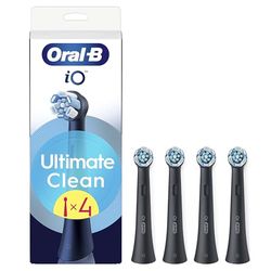 Oral-B Lot De 4 Brossettes De Rechange Ultimate Clean, AUTHENTIQUES, Noires, Brossage En Profondeur, Elimination De La Plaque Dentaire, Brossette Ronde Pour Les Brosses Electriques Oral B iO