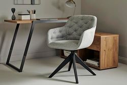 Jahnke Kensington Twist Lock Chaise de Salle à Manger Gris Clair/Noir