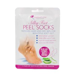 CARNATION Silky Feet Socks, moisturing Treatment, Helps to Soften Your feet. Contains Aloe Leaf Extract to Gently Soothe. Pack Contains 1 Pair of Silky feet Socks.