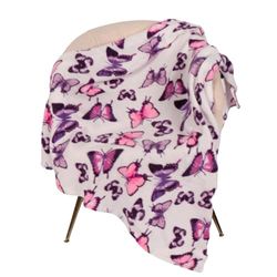 Dreamscene Cobertor de borboleta para mulheres e meninas, cobertor de viagem de forro polar, super macio, quente e aconchegante, manta de 50 x 60 polegadas, manta de bebé de borboleta, roxo e branco