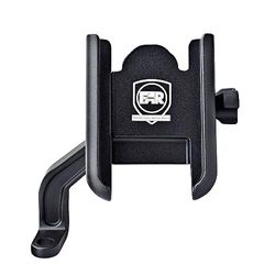 SUPPORTO TELEFONO IN ALLUMINIO NERO CNC, ATT. UNIVERSALE, ROT.360, USB.