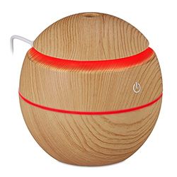 Relaxdays Aroma diffuser, för vatten och eteriska oljor, luftfuktare 150 ml, LED-färgförändring, USB-kontakt, ljusbrun