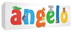 Little Helper Toile pour Nursery avec panneau avant, motif personnalisable avec nom d'ange ange 15 x 42 x 4 cm multicolore