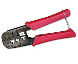 PremiumCord Crimpadora para Cables de teléfono y de Red de 4,6,8 Hilos, Universal, RJ11 RJ12 RJ45, Color Rojo y Negro