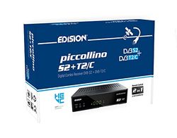 Edision Piccollino S2+T2/C, recetor de combinação H265/HEVC (DVB-S2, DVB-T2, DVB-C) Full HD USB, preto