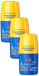 NIVEA Sun Kids Protect & Care SPF 50+ Roll On (50ml), Sunscreen with SPF 50, Roll-On Kids Sun Cream for Delicate Skin, Immediately Protects Against Sun Exposure (Pack of 3)