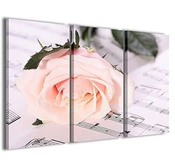 Stampe su Tela Melody White Rose Modern canvas met 3 panelen, kant-en-klaar ingelijst, canvas, klaar om op te hangen, 90 x 60 cm