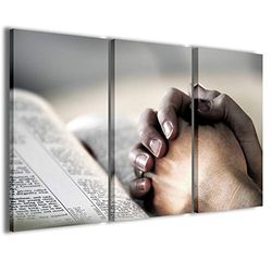 Kunstdruk op canvas, Bijbel moderne afbeeldingen uit 3 panelen, volledig ingelijst, canvasdruk, klaar om op te hangen, 120 x 90 cm