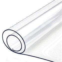 Table Protector Kitchen Dining Room Wood Furniture Cover Clear Plastic Tablecloth Cover Mat Wipeable Easy to Clean Wooden Desk Protective Pad PVC Vinyl Coffee Side Tabletop Protection 24" 48 inch