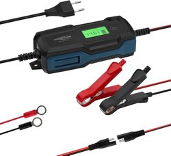 ANSMANN Cargador Inteligente de 10 Pasos 6V 12V / 4A con Pantalla LCD para baterías de Plomo-ácido, Gel de Plomo y Plomo y baterías LiFePo4 de 12V para automóviles, Motores y Furgonetas