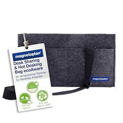 magnetoplan Desk Sharing & Hot Desking Bag ecoAware, grå | B x H x D 420 x 180 x 56 mm | Din miljövänliga laptopväska är tillverkad av 100% rPET-filt | Perfekt för coworking, skrivbordsdelning, möten