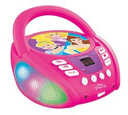 Lexibook, Disney Princesses, Lecteur CD Bluetooth pour Enfants, Portable, Effets Lumineux, Prise Micro, entrée auxiliaire, Batterie ou Secteur, Rose, RCD109DP