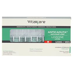 Vitalcare | Swiss anti-fall-behandling för män, energiserande, med Follicusan molekylkomplex, 10 ampuller mot hår och män, 6 ml, med praktisk doserare