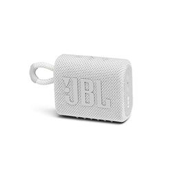 JBL GO 3 draadloze, draagbare Bluetooth luidspreker met geïntegreerde lus voor onderweg, USB C-oplaadkabel, wit