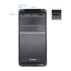 Caja microATX Negra con Fuente de 500W, 1 USB 2.0, 1 USB 3.0, Lector de Tarjetas, Dimensiones 365x178x355 mm, Ideal para PC de Escritorio.