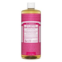 Dr. Bronner's - Sabão líquido puro de castela (rosa, 32 onças) – Fabricado com óleos orgânicos, 18 em 1 usos: rosto, corpo, cabelo, lavandaria, animais de estimação e pratos, concentrado, vegano, sem