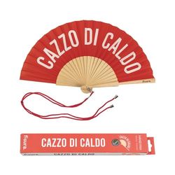 Fisura - Original Handheld Folding Fan with message cazzo di caldo red. Funny wooden fan. Original holding Hand Fans. Birthday Gifts Wedding Party Decoration