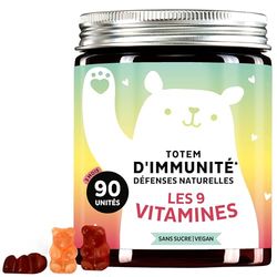 Bears with Benefits Gummies Multivitamines Immunité - Végan & Sans Sucre - 90 Gummies - Complexe Hautement Dosé de 9 Vitamines - Vitamines A, B, C, D, E - Renforce le Système Immunitaire - 3 Mois