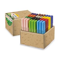 CARIOCA Jumbo-marker uit de eco-serie voor school, doos met 72 super wasbare viltstiften van 98% gerecycled kunststof, verschillende kleuren, maximale punt Ø 6 mm, 72 stuks