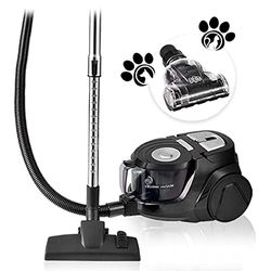 Venga! Krachtige cycloonstofzuiger, zakloos, met 5 accessoires incl. speciale borstel voor dierenharen en HEPA-luchtfilter, 700 W, zwart/zilver, VG VC 3300