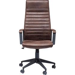 Kare Design cadeira de escritório Labora, castanho, cadeira de escritório, couro de camurça, moldura de madeira de álamo, giratória 360 graus, enrolável, encosto inclinável, 129 x 62 x 59 cm (h/w/d)