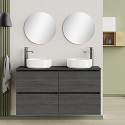 Baikal Mueble de Baño Deva. Mueble Suspendido en Pared Incluye Lavabo cerámico. Disponible en Fondo 39cm y 46cm. Mueble MONTADO.