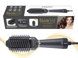 BEPER P301PIS102 Brosse sèche-cheveux volumineuse, 1200W, Brosse lissante, Volumisante et bouclante, 3 Réglages de température et 2 vitesses, Poignée ergonomique et cordon pivotant, Noir
