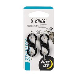 Nite Ize Mosquetão S-Biner MicroLock, pacote de 2, preto, NI-LSBM-01-2R3