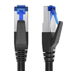 KabelDirekt – Kabel Ethernet Cat 7 – 2x 10 m – Kabel Sieciowy/LAN 10 Gigabit, dostępny w 0,25 do 30 m (do sieci o wysokiej prędkości, PC, switch/router/modem, RJ45, czarny)