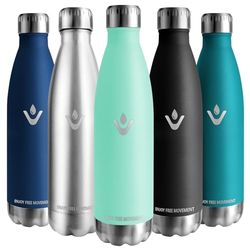 Vikaster Gourde isotherme, 1l Gourde, Sans-BPA Gourde inox, Etanche bouteille Approprié & Adulte, Sport, Gym, école, Extérieur, 1000ml Bleuvert